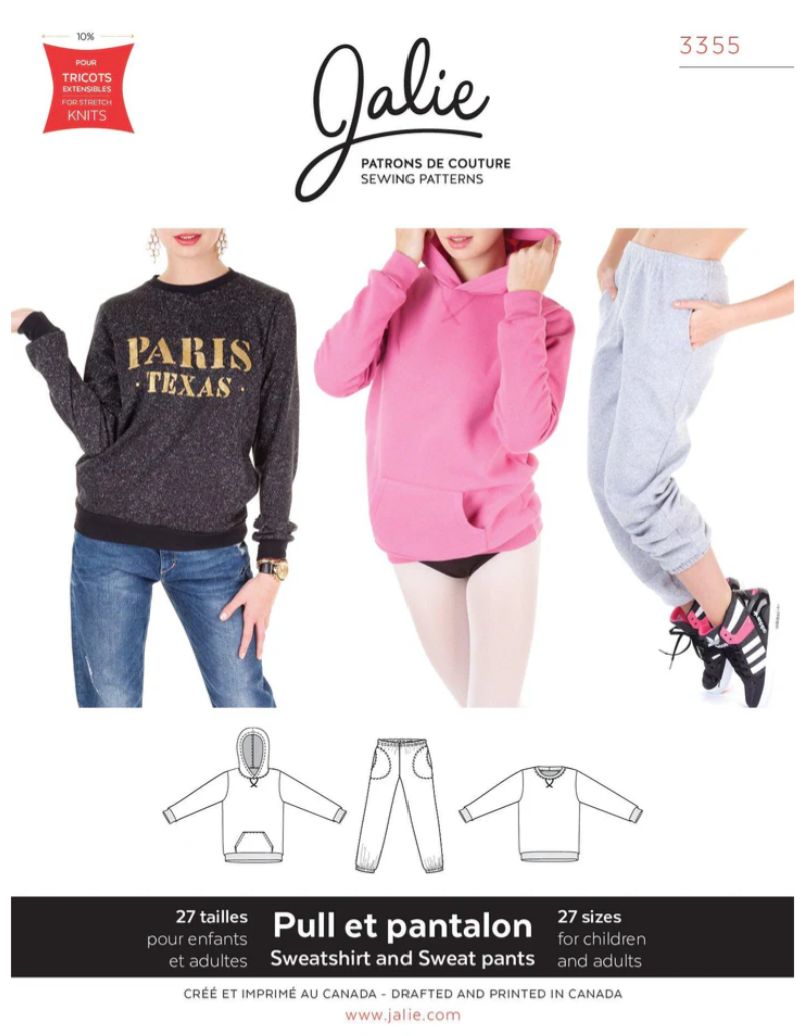 Jalie 3355 - Sweatshirt, Hoodie and Sweat Pants - Paper Pattern