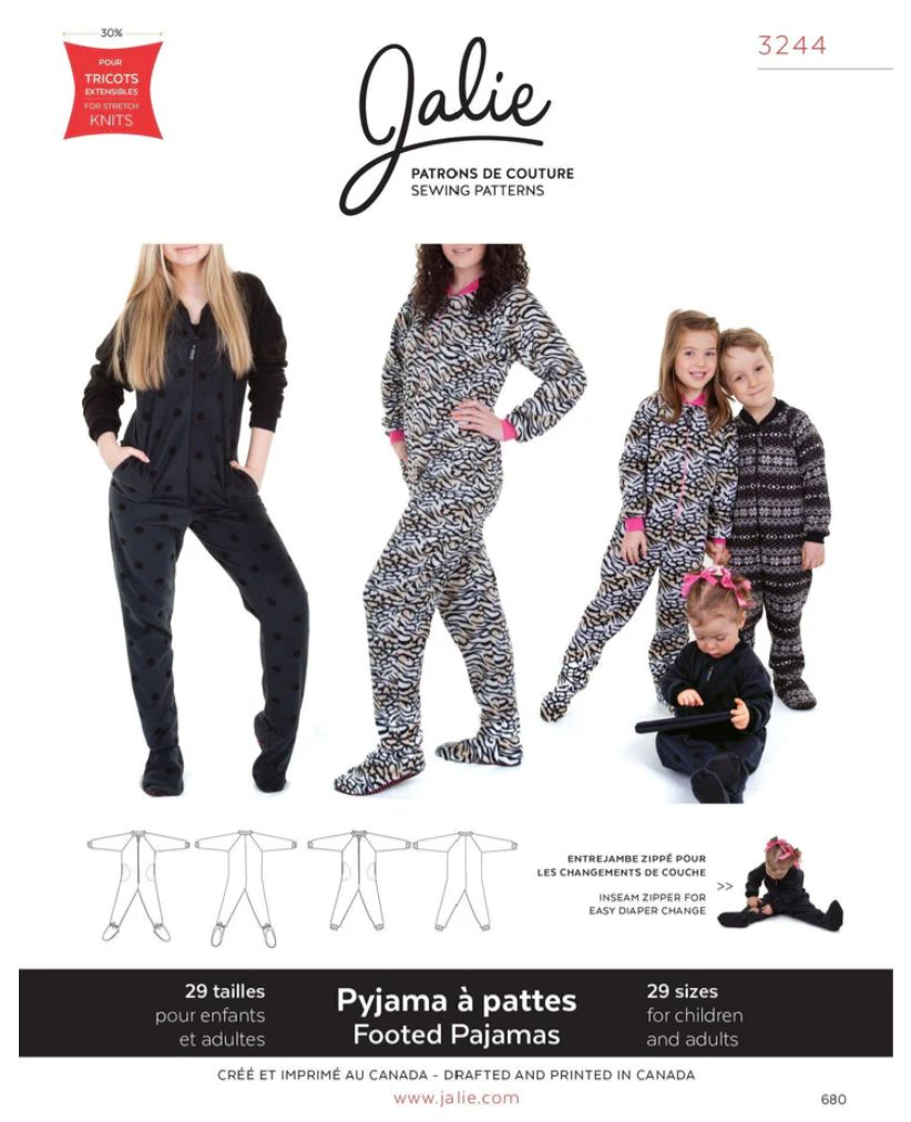 Jalie 3244 - Footed pyjamas for men, women and children - Paper Pattern