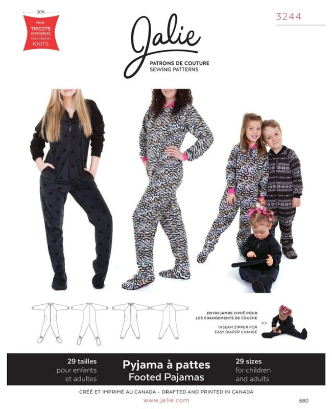 Jalie 3244 - Footed pyjamas for men, women and children - Paper Pattern