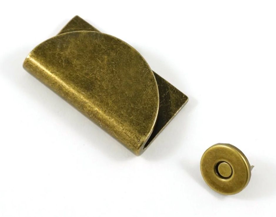Emmaline Bags Magnetic Edge Clasp - Half Moon, Material: Antique Brass