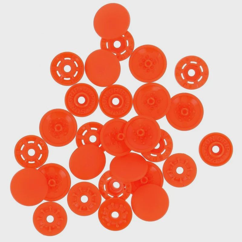 Plastic Finger Snaps - 1/2&quot; (13 mm) - 8 pack, Colour: Orange