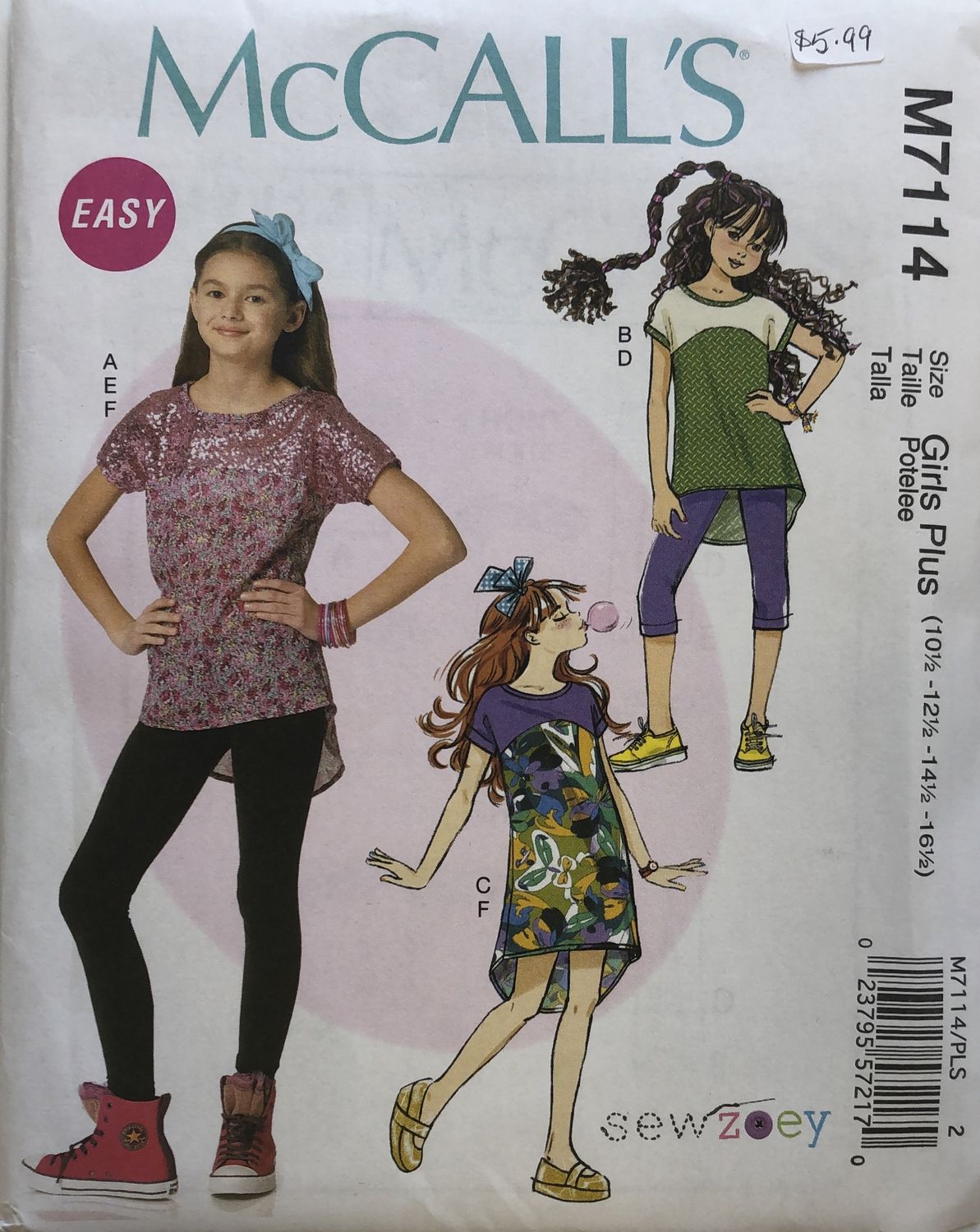 M7114 McCall’s Girl Pattern, Size 7-14