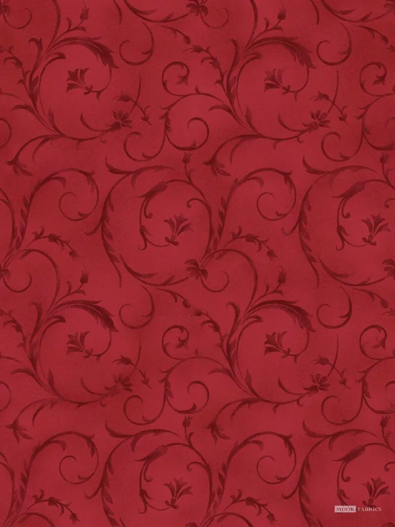 Beautiful Backing Elegant Scroll in Red by Maywood Studio - Wideback