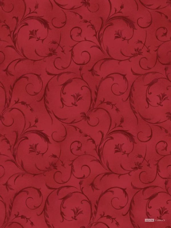 Beautiful Backing Elegant Scroll in Red by Maywood Studio - Wideback