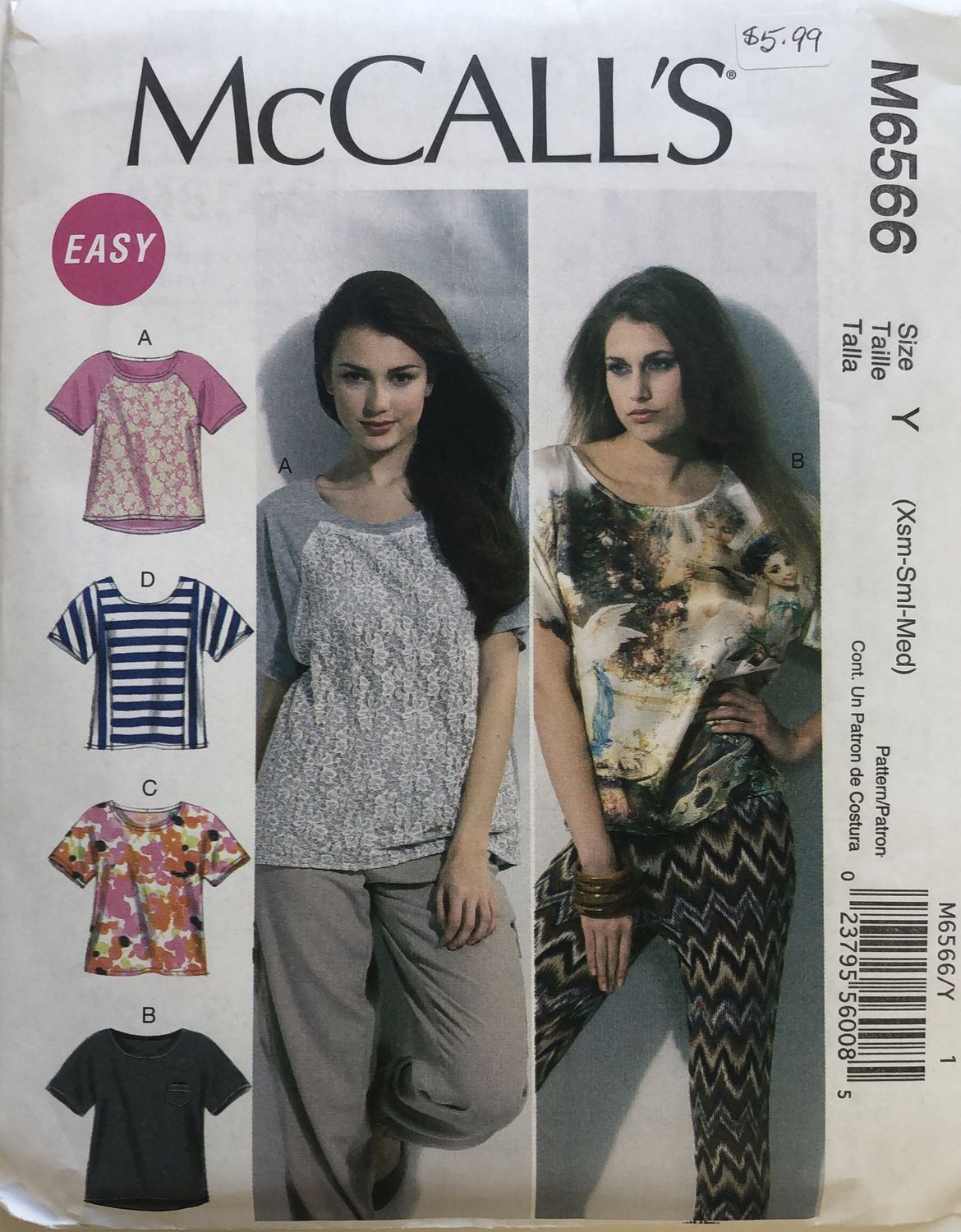 M6566 Misses’ Top McCall’s Pattern