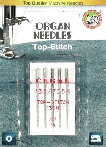 Organ Needles Top-Stitch 130N 130/705H - Sz 90/14 - 5 pack