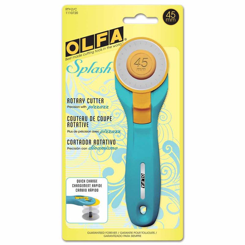 OLFA 45mm Splash Quick Change Rotary Cutter - Aqua
