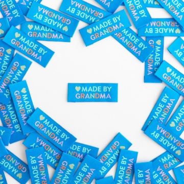 Sarah Hearts Premium Woven Labels - &quot;Made by Grandma&quot; - 8 pack