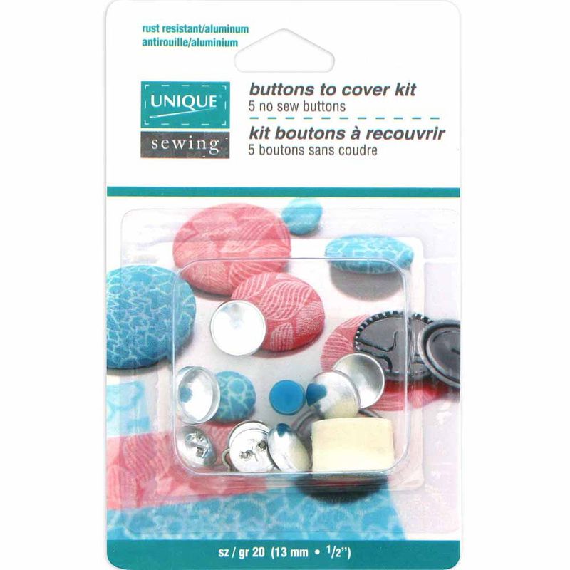 Unique Sewing Buttons to Cover Kit - sz/gr 20 (13mm / 0.5&quot;) - 5 pack