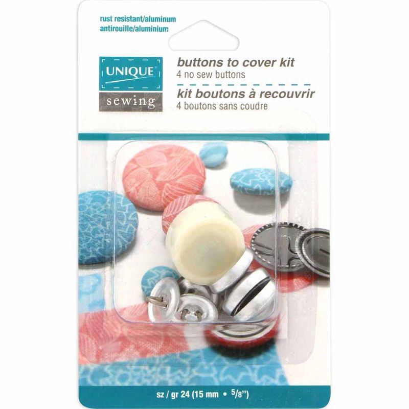 Unique Sewing Buttons to Cover Kit - sz/gr 24 (15mm / 5/8&quot;) - 4 pack