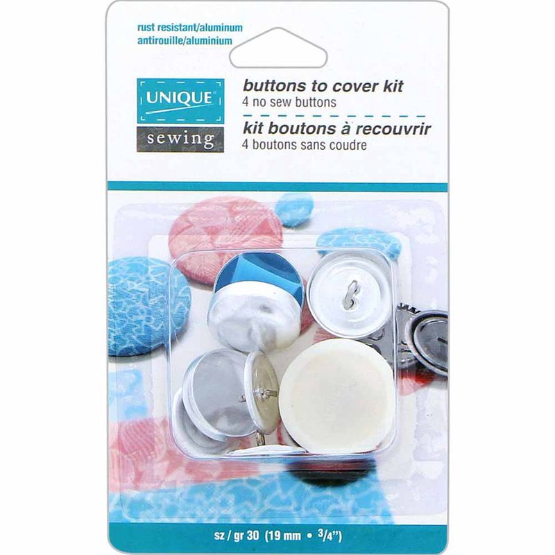 Unique Sewing Buttons to Cover Kit - sz/gr 30 (19mm / 3/4&quot;) - 4 pack