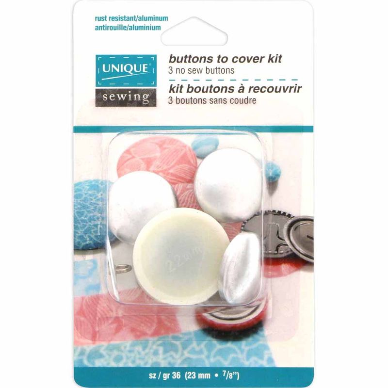 Unique Sewing Buttons to Cover Kit - sz/gr 36 (23mm / 7/8&quot;) - 3 pack