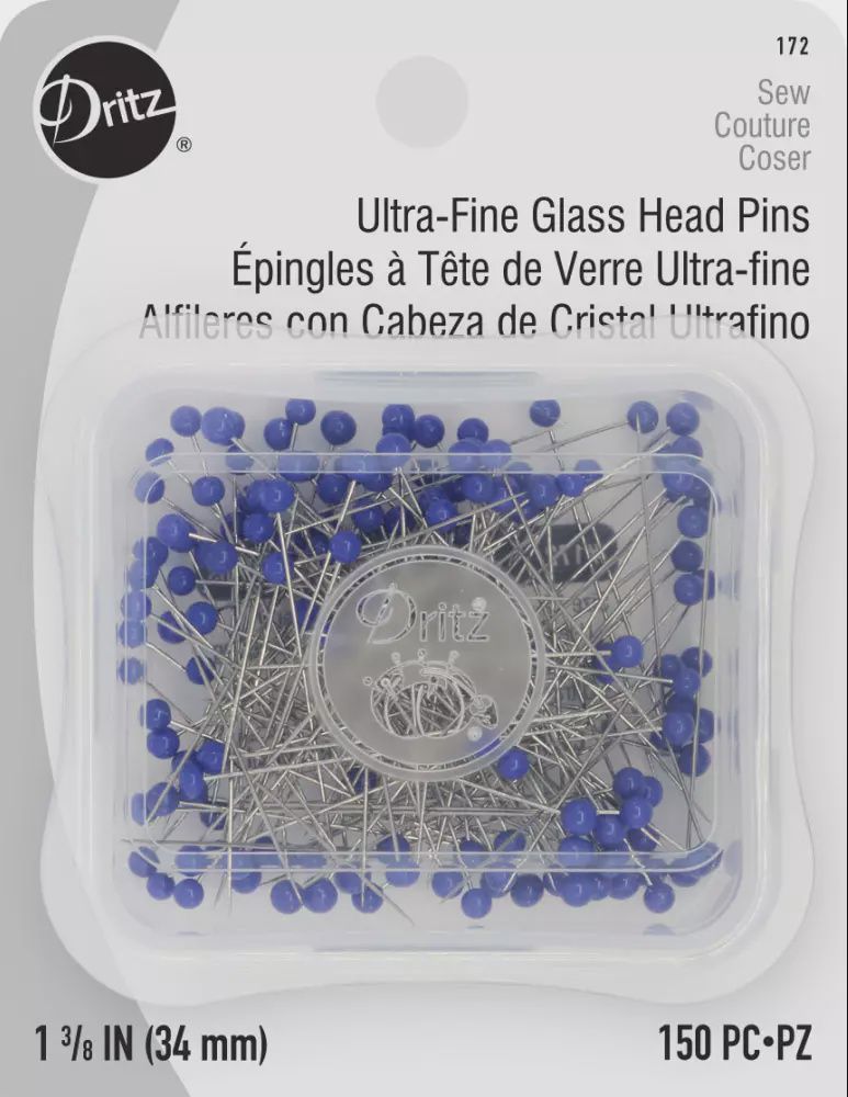 Ultra-Fine Glass Head Pins - Blue