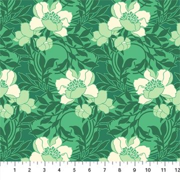 True Kisses Floral in Teal for FIGO Fabrics - 100% Rayon - 54&quot; or 137cm wide