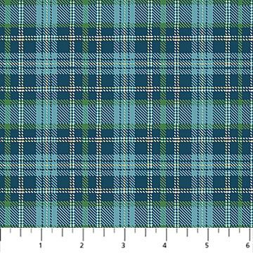 Woodland Woolies Flannel in Blue Multi Plaid by Deborah Edwards for Northcott