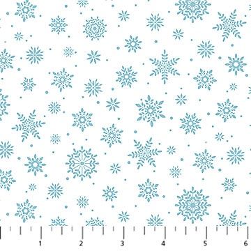 Woodland Woolies Flannel in White Snowflakes by Deborah Edwards for Northcott