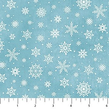 Woodland Woolies Flannel in Blue Snowflakes by Deborah Edwards for Northcott