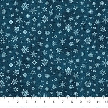 Woodland Woolies Flannel in Navy Snowflakes by Deborah Edwards for Northcott