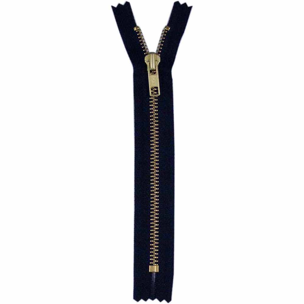 COSTUMAKERS Denim Closed End Zipper 20cm (8″) - Navy with Brass Teeth