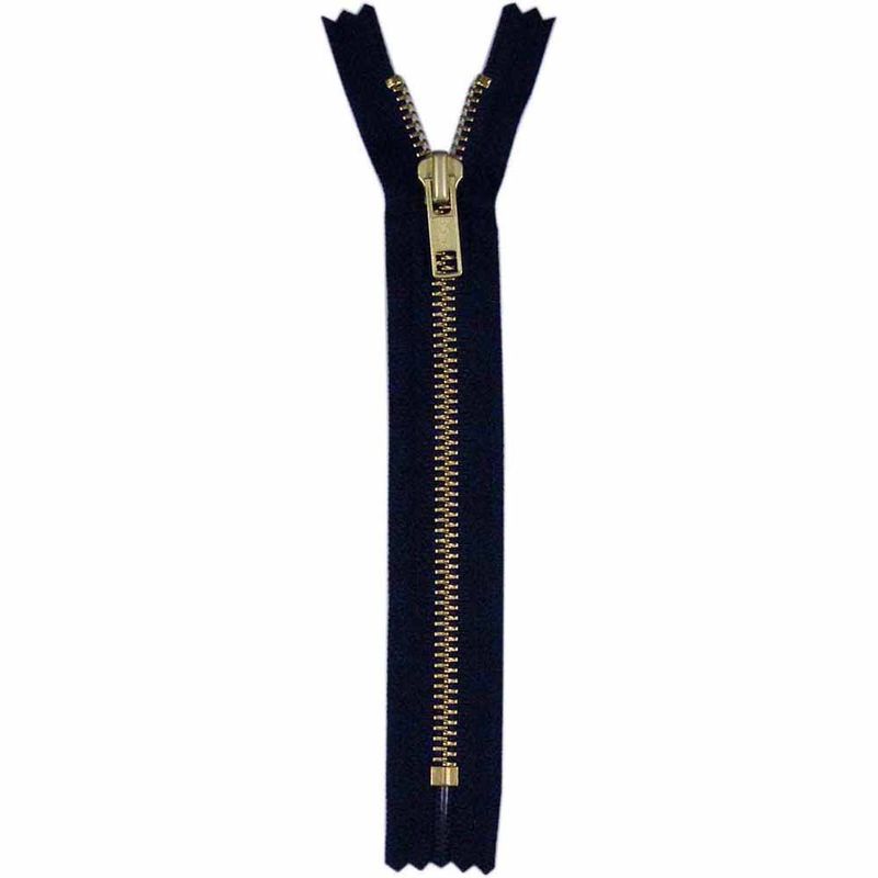 COSTUMAKERS Denim Closed End Zipper 20cm (8″) - Navy with Brass Teeth