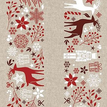 Recycled Canvas Katia Fabric - Red Xmas for FIGO