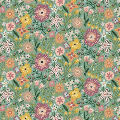 Cottage Charm by McKenzie Elston for Poppie Cotton - Bursting Blossom Teal 724750