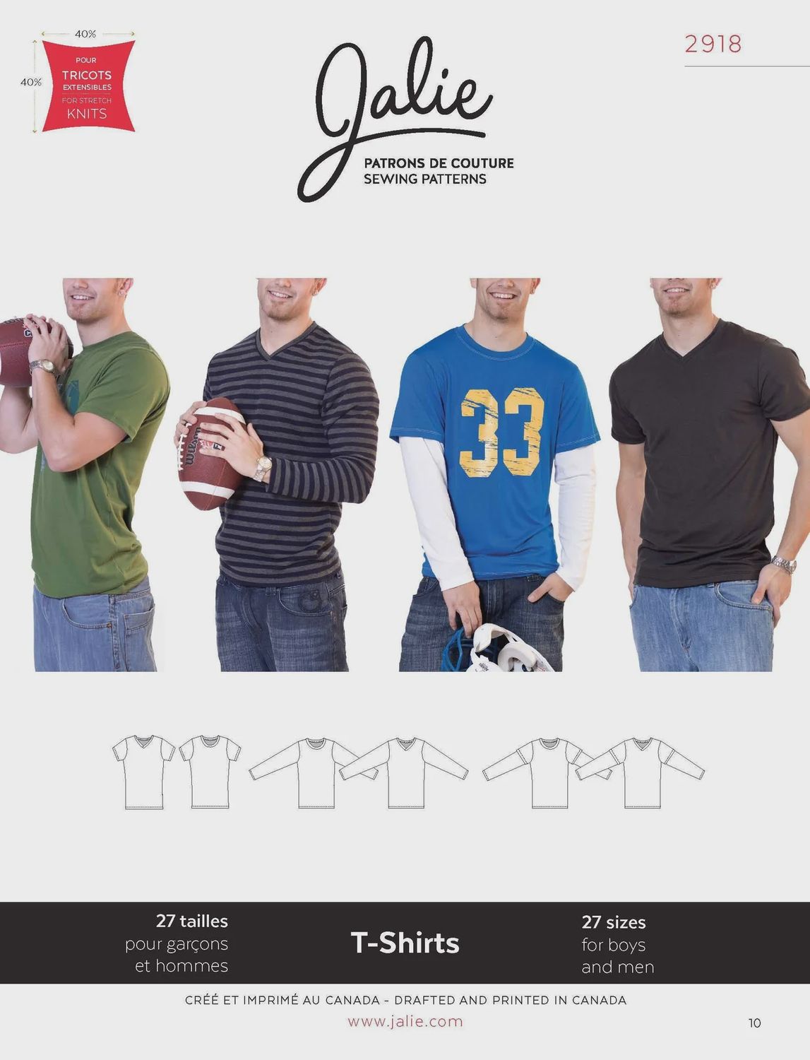 Jalie 2918 - Boys&#39; and Men&#39;s T-Shirts - Paper Pattern