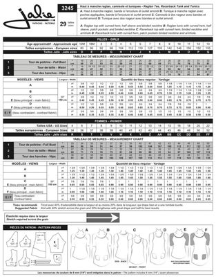 Jalie 3245 - Raglan Tee, Racerback Tank and Tunics - Paper Pattern