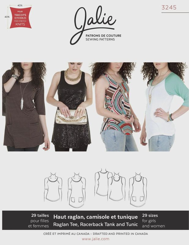 Jalie 3245 - Raglan Tee, Racerback Tank and Tunics - Paper Pattern