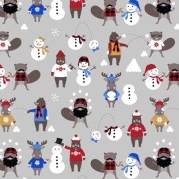 Snowball Fight in Light Grey by Purely Canadian EH! for Robert Kaufman