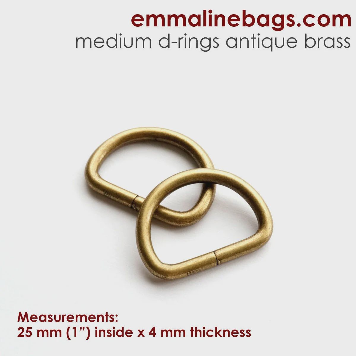 Emmaline 1” D-Rings - 4 Pack, Colour: Antique Metal