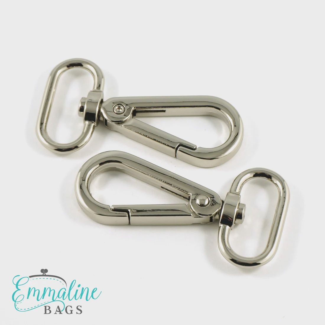 Swivel Snap Hooks: Flat Hook Profile (2 Pack) - 1&quot; (25mm), Colour: Nickel