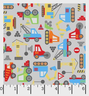 Playtime Flannel Grey Construction Crew MASF10453-K