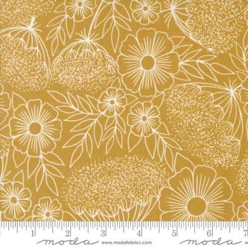 Field of Flowers Queen Annes Lace in Goldenrod by Katharine Watson for Moda