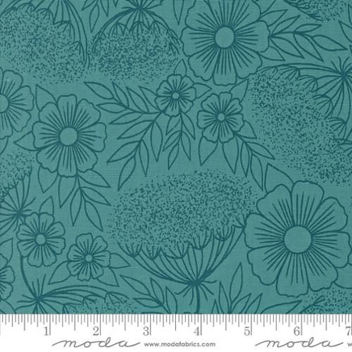 Field of Flowers Queen Annes Lace in Turquoise by Katharine Watson for Moda