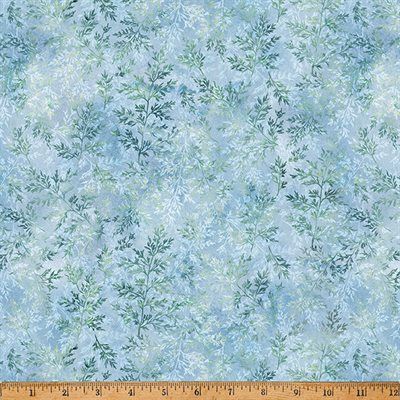 Tree Line Ditsy Leaves in Dusty Blue by Hoffman