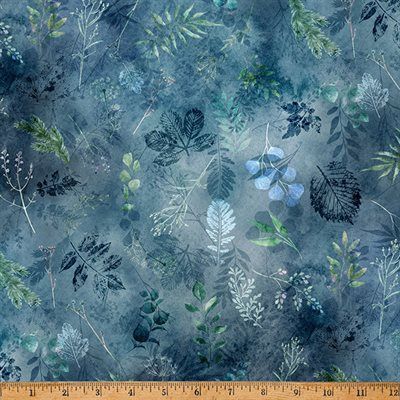 Tree Line Leaves in Blue by Hoffman