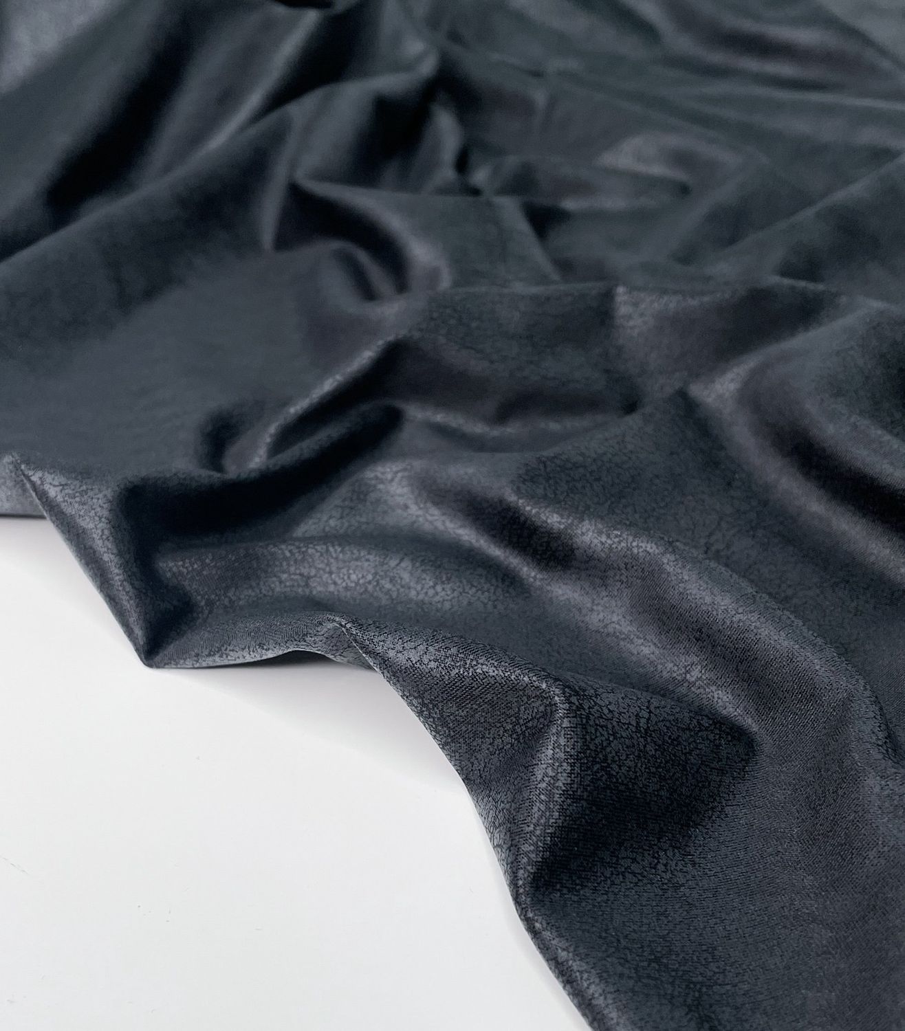 Onyx Black Imitation Leather Knit with Matte Foil