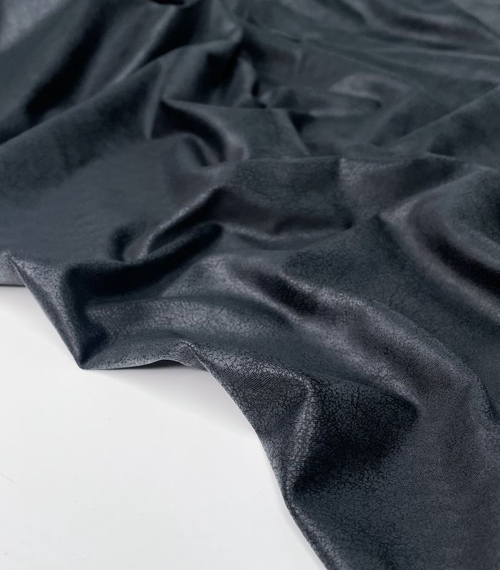 Onyx Black Imitation Leather Knit with Matte Foil