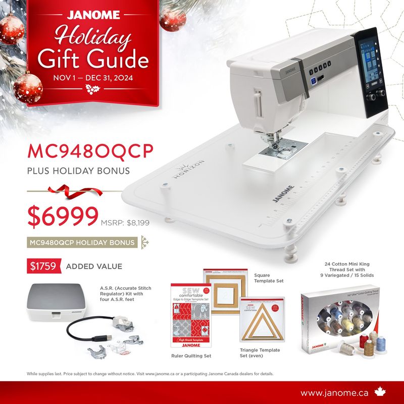 Janome Horizon Memory Craft 9480QCP + Holiday Bonus