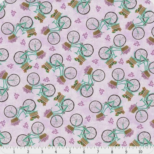 16431-65 Pale Amethyst Beautiful Ride (Bicycles) - Blessed Nest by Shannon Roberts for Benartex
