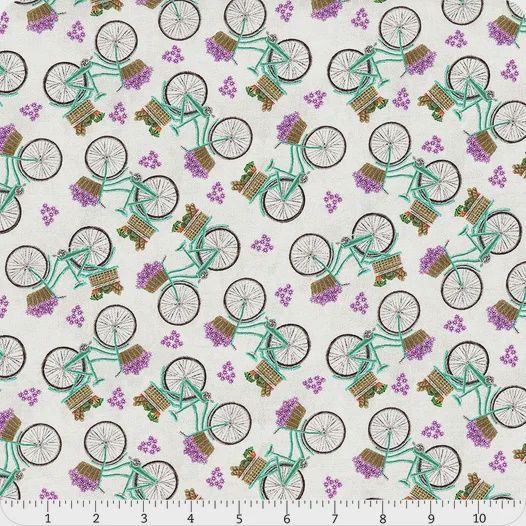 16431-15 Pale Cloud Beautiful Ride (Bicycles) - Blessed Nest by Shannon Roberts for Benartex
