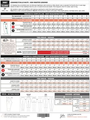 Jalie 3887 - Clara High-Waisted Leggings - Paper Pattern