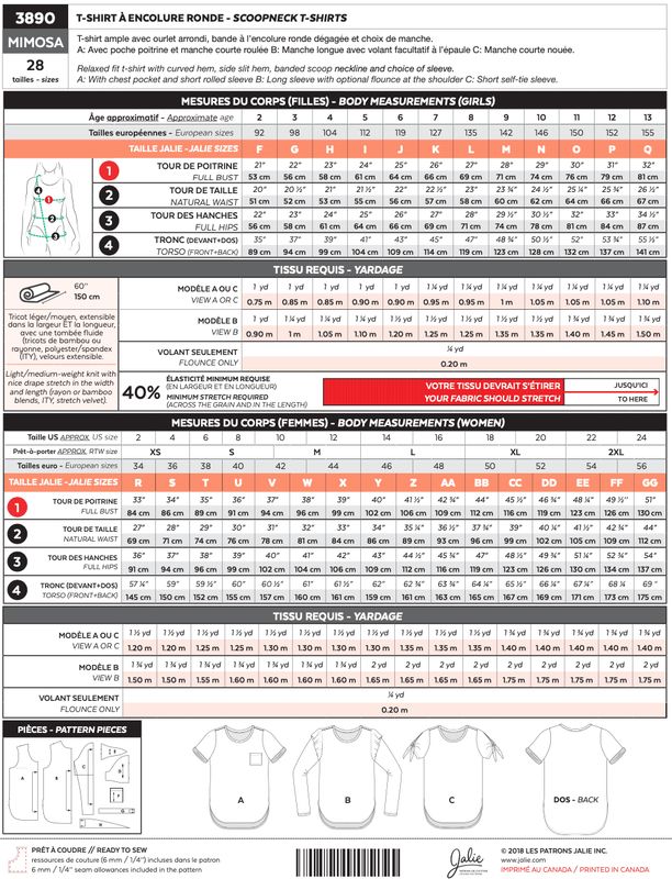 Jalie 3890 - Mimosa Scoopneck T-shirts - Paper Pattern