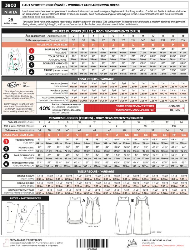 Jalie 3902 -  Nikita Workout Tank and Swing Dress - Paper Pattern