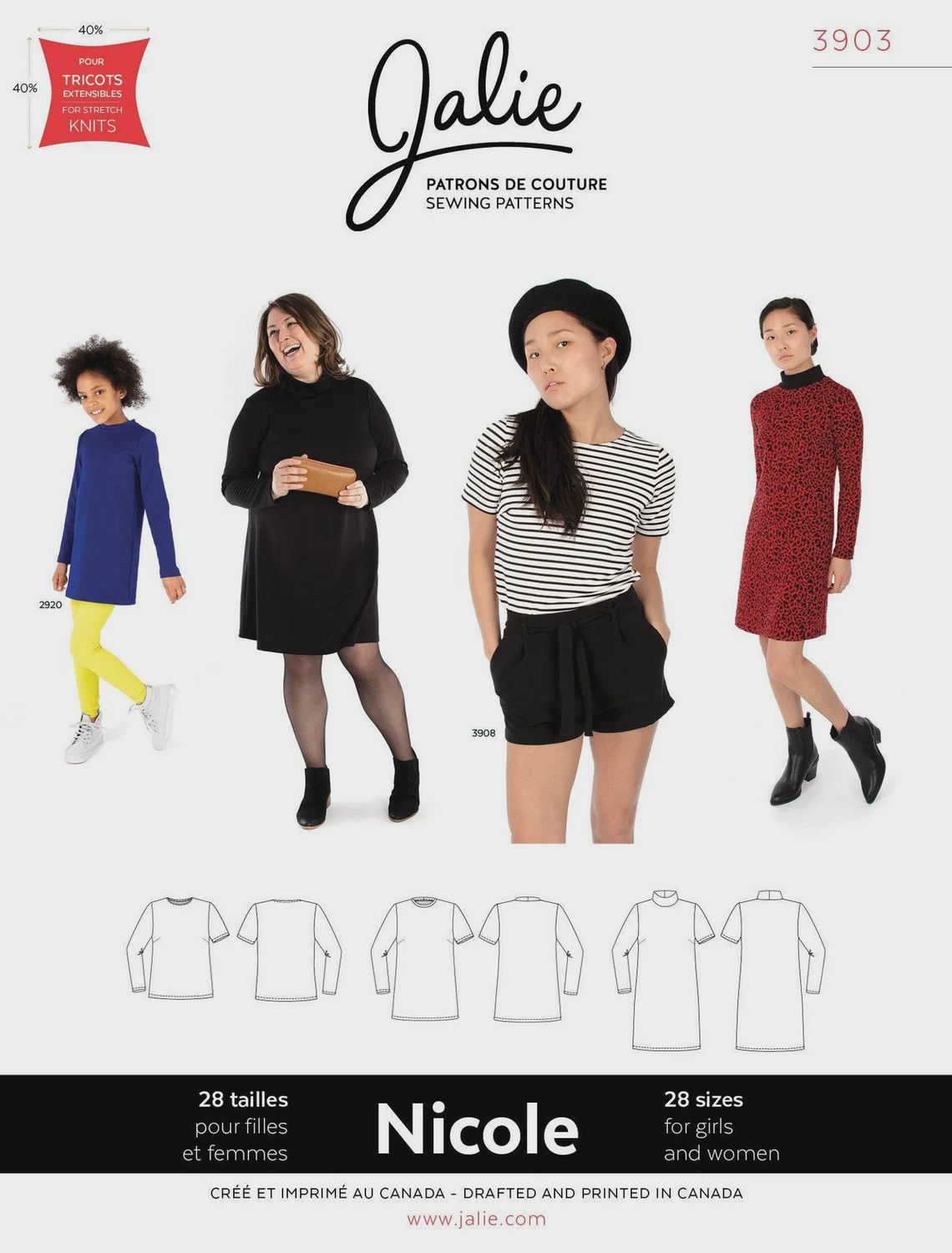 Jalie 3903 - Nicole Shift Dress, Tunic and Tee - Paper Pattern