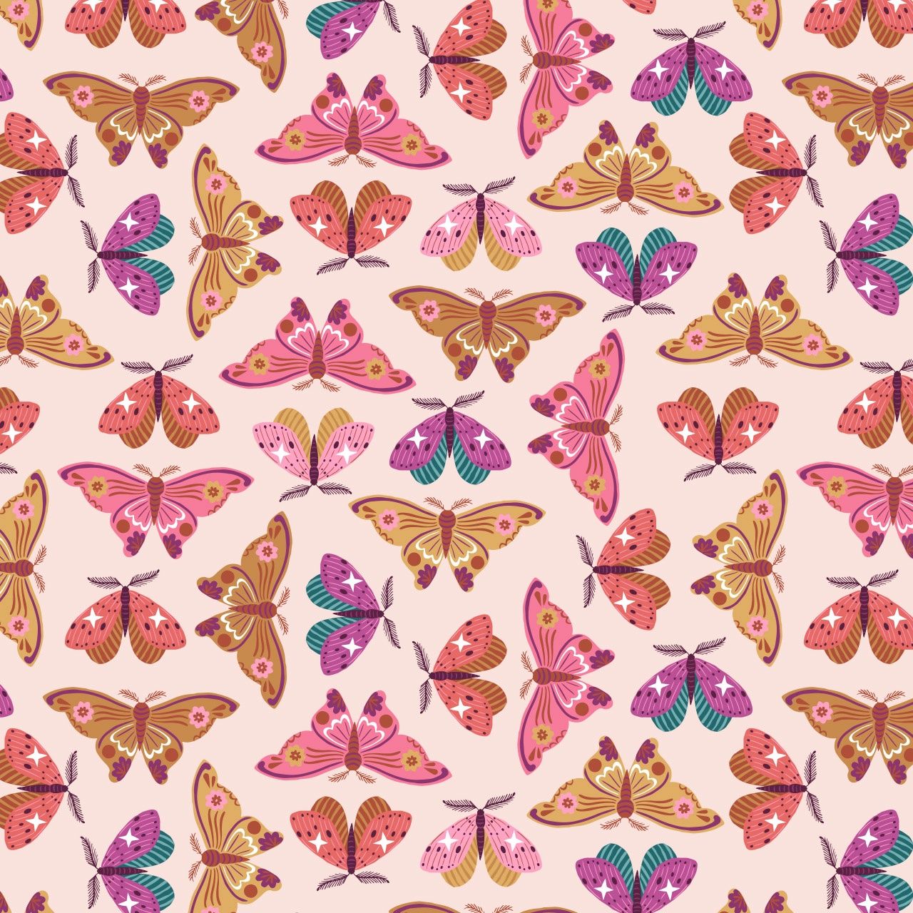 WFLK2542 - Pastel Moths Wild Folk by Bethan Janine for Dashwood Studios