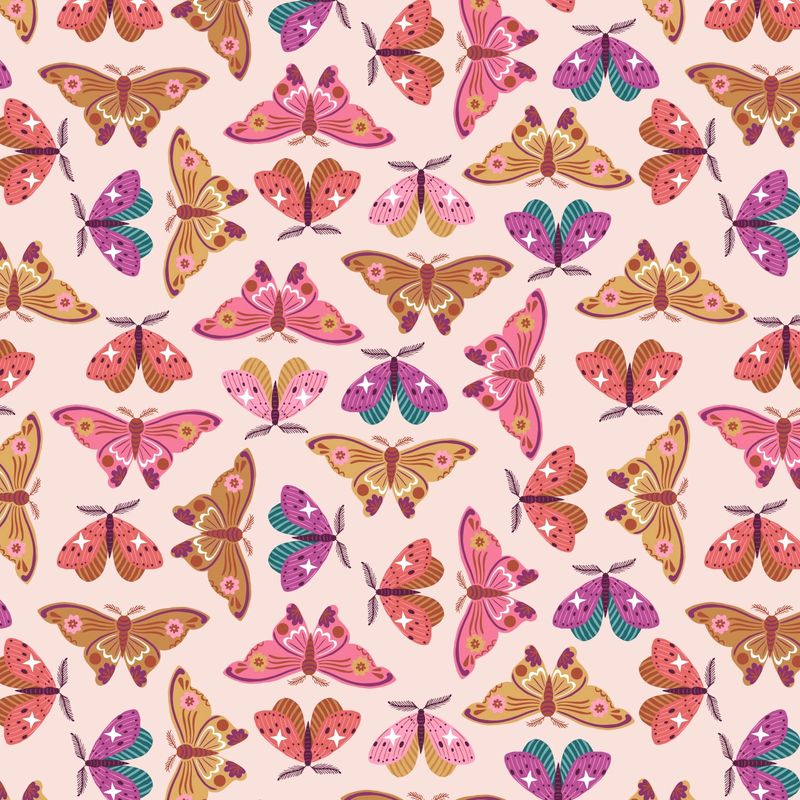 WFLK2542 - Pastel Moths Wild Folk by Bethan Janine for Dashwood Studios