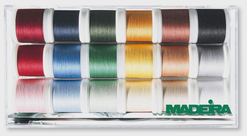 Madeira Cotona 30 Cotton Machine Quilting-Embroidery Thread | 18 x 220 Yards | Medium Clear Acrylic Case | Assortment | 8030