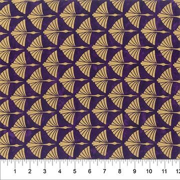 Art Deco Cranes in Purple Metallic by Banyan Batiks for Northcott - 83370-85